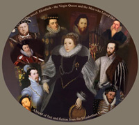 small image of Elizabethan people in collage, including queen